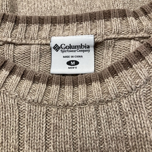 Columbia Men’s Sweater, 100% Cotton, Brown, Beige, Tan Fall Winter, Size Medium - Picture 2 of 7